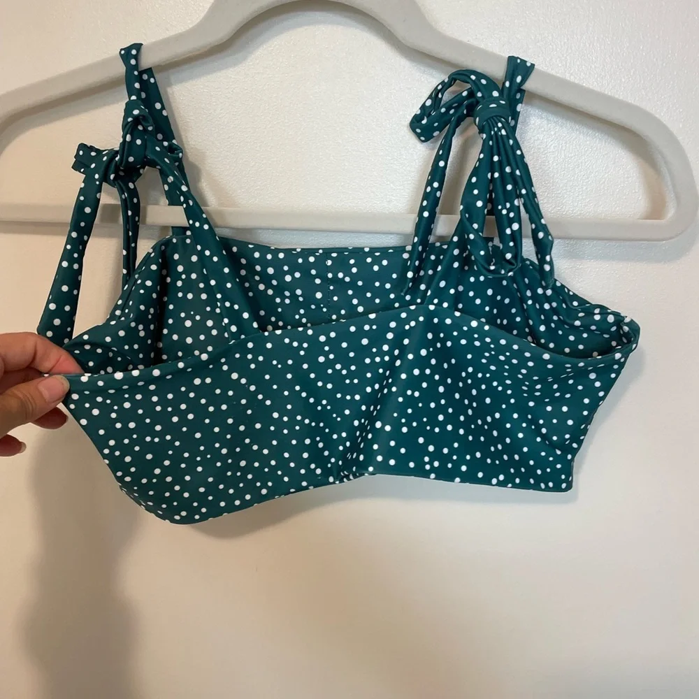 NWOT shein dark green polka dot lined 2 piece swimsuit ladies bathing suit sz M - Picture 4 of 6